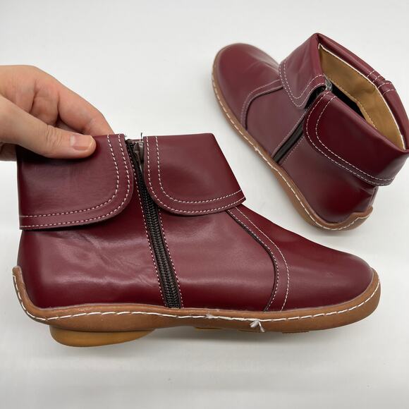 Fashion Womens Ankle Boot Comfortable Slip On Flat Booties Red Size 8US / 39CN - Picture 7 of 13